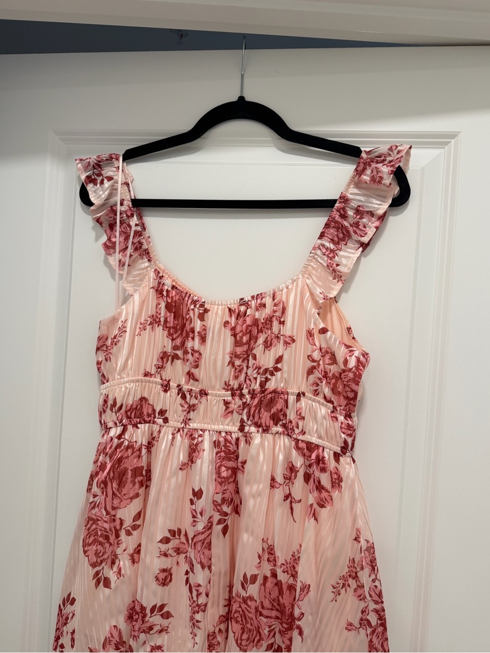 Floral Tiered Maxi Dress in Blush Pink